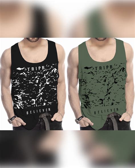 (Pack of 2) Men Printed Vest / Black & Green – TRIPR
