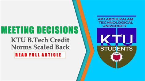 KTU B.Tech Credit Norms Scaled Back | Meeting Decisions | KTU Students ...