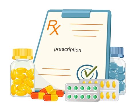 Medicines with medical prescription form in cartoon design | Premium Vector