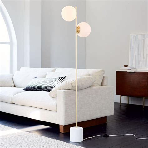 Sphere + Stem Floor Lamp | West Elm | £299 Globe Floor Lamp, Brass ...