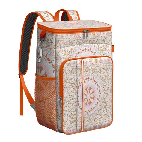 Rustic Folk Style Backpack Cooler – Leak-Proof Insulated Cooler Bag with Earthy Sketch Style for ...