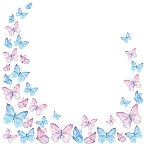 Watercolor vector illustration with delicate butterflies are pink, blue ...