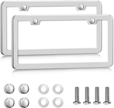Amazon.com: Hanwell Products Chrome License Plate Frames Made of Zinc ...
