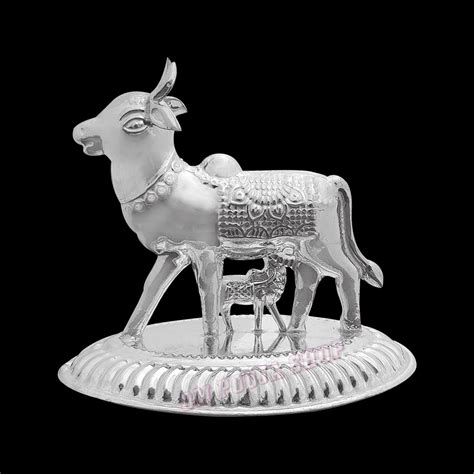 Gay (Cow) and Bachhada (Calf) statue in Pure Silver