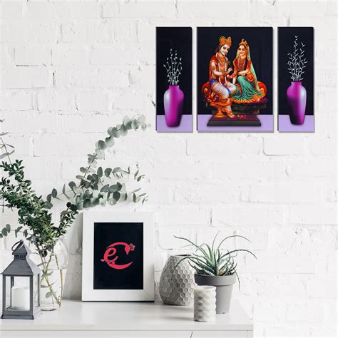 6MM MDF Set of 3 Radha Krishna Satin Matt Texture UV Art Painting ...