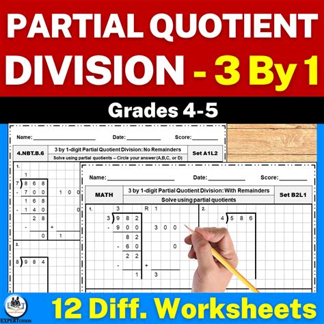 3 Digit by 1 Digit Partial Quotients Division With and Without ...