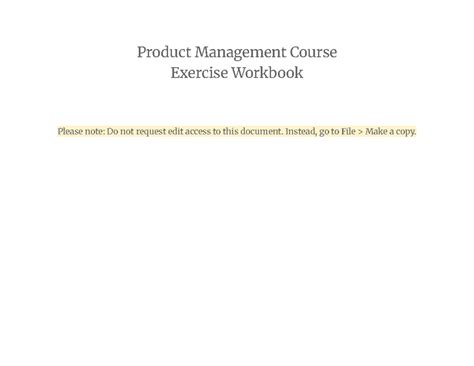 Product Management Course Workbook: Exercises & Strategies - Studocu