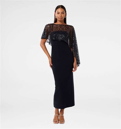 Kara Sequin Cape Maxi Dress