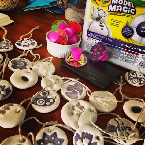 Ornaments made from crayola model magic and dollar store stamps ...