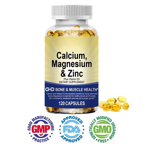 Calcium, Magnesium, Zinc plus Vitamin D3, Strengthen bones and improve calcium absorption ...
