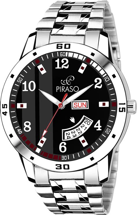 PIRASO Analog Black Dial Watch for Men with Black Chain : Amazon.in ...