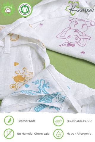 Organic Cotton Muslin 2 Layered Nappies Adorable Animals (Pack of 3 ...