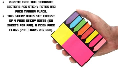 R H lifestyle Sticky Notes Set Memo Pad with 8 Sticky Tabs, Bright Neon ...