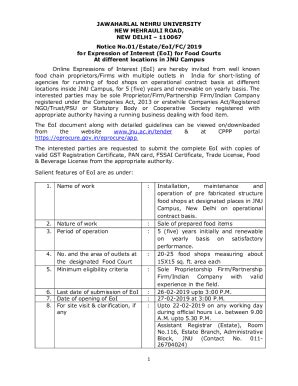 Fillable Online EoI for food court in JNU Campus Final Draft Fax Email ...