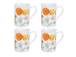 Buy Gracie Bone China Orange Dahlia Mug 10-Ounce (Set of 4) Online at ...