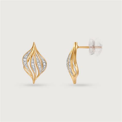 Draped Elegance 14 Kt Gold & Diamond Stud Earrings