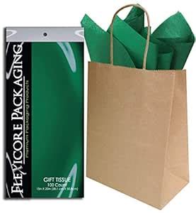 Flexicore Packaging Brown Kraft Paper Gift Bags & Green Gift Wrap ...