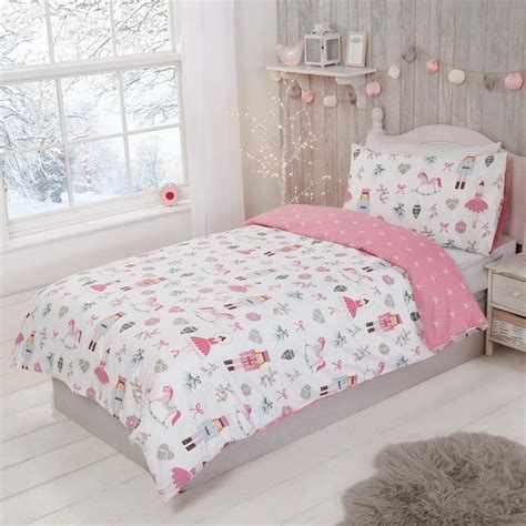 Sleepdown Kids Nutcracker Festive Christmas Blush Pink White Easy Care ...