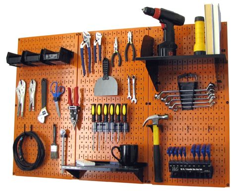 Wall Control 4 ft Metal Pegboard Standard Tool Storage Kit with Orange ...