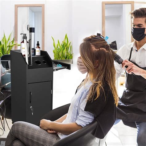 Buy Salon Trolley Beauty Trolley with Hair Dryer Stand Side Tray Tool ...