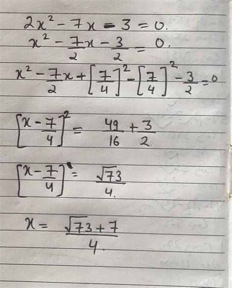 Find the roots of the following quadratic equation by the method of ...