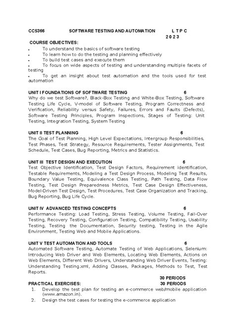 CCS366 Software Testing AND Automation - CCS366 SOFTWARE TESTING AND ...