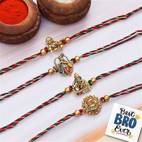 Buy eCraftIndia Set of 4 Golden Laddu Gopal, Lord Krishna Playing Flute ...