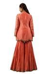 Buy Peach Chanderi Silk Sequins, Zari Round Floral Embroidered Kurta ...