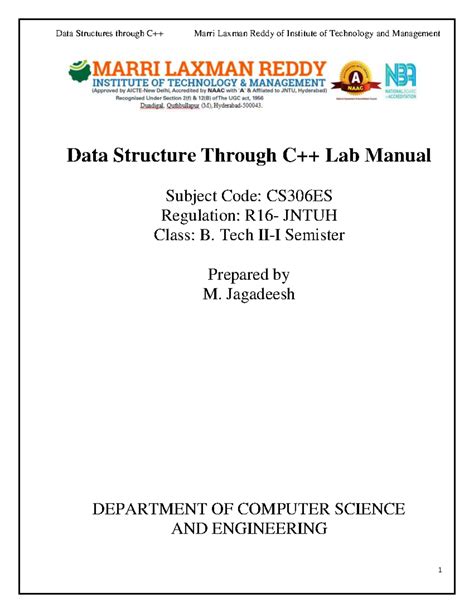 C++ Lab Manual 0 - Data Structure Through C++ Lab Manual Subject Code ...