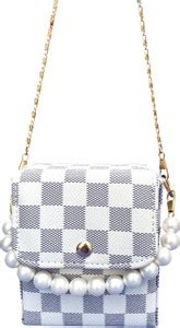 bengvo White, Grey Shoulder Bag CHEQUE BOX-WHITE,GREY WHITE, GREY ...