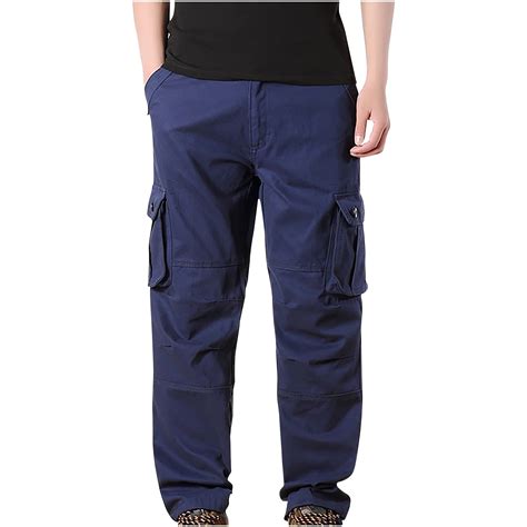 ohmzyzo Men's Lightweight Cargo Trousers Straight Wide Leg Hiking Pants ...