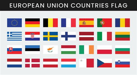 Flat illustration of All European Union country national flags. set of European Union country ...