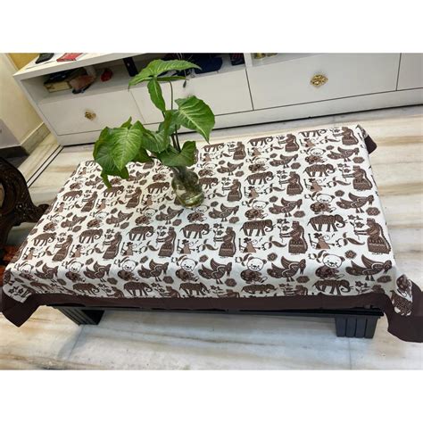 Floral Printed Cotton Table Cover with Borders | Loomsmith