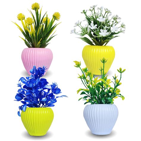 Buy Flora Planet® Artificial Plants Pack of 4 | Multi Variety | Durable ...