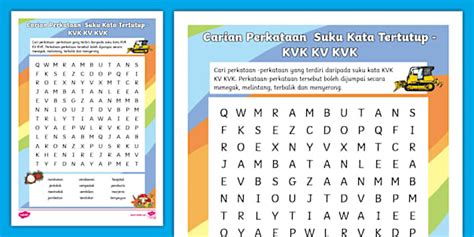 Carian Perkataan Suku Kata Tertutup - KVK KV KVK