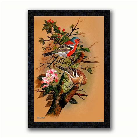 PNF Birds with Wooden Synthetic Frame Painting with Acrylic Sheet ...