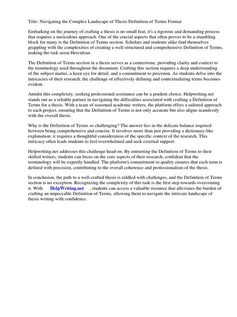 Image result for Definition of Terms Sample Format