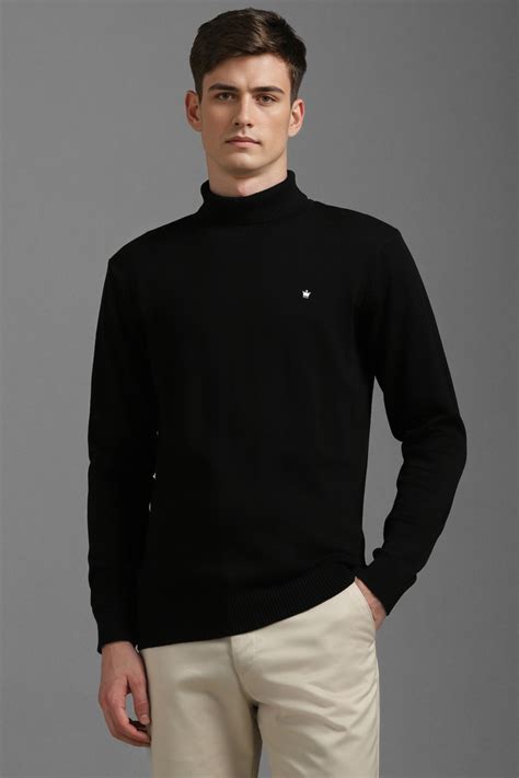 Buy Men Black Solid Turtle Neck Full Sleeves Sweater Online - 39827343 ...