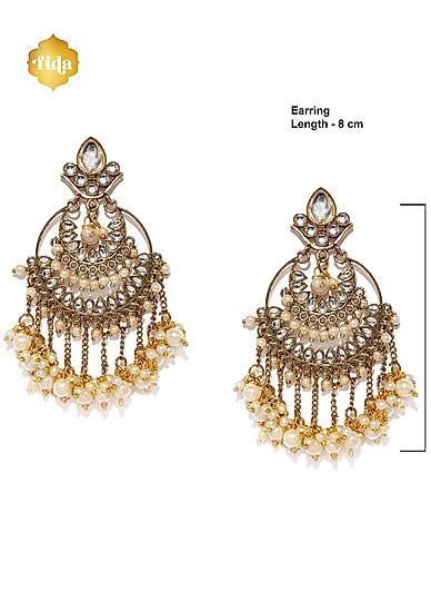 Gold-Toned Circular Fantasy Drop Earrings