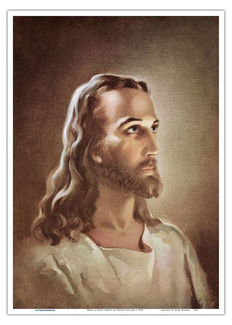 Head of Jesus Christ - Vintage Religious Art by Walter Sallman c.1941 ...