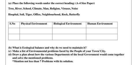 (a) Place the following words under the correct heading: (A-4 Size ...