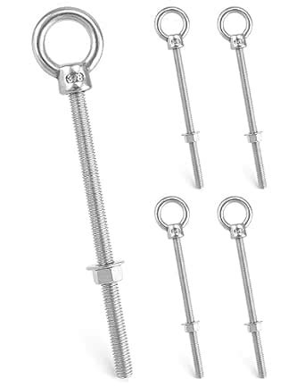QWORK 316 Stainless Steel Machinery Eye Bolt with Shoulder, 5 Pack 3/8 ...
