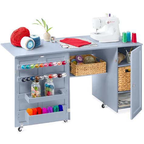 Best Choice Products Large Portable Wood Collapsible Sewing Table w ...