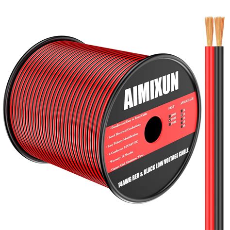 AIMIXUN 14 Gauge Wire Electrical 130FT, Red and Black Cable 12V 14AWG ...