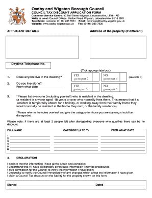 Fillable Online COUNCIL TAX DISCOUNT APPLICATION FORM Fax Email Print ...