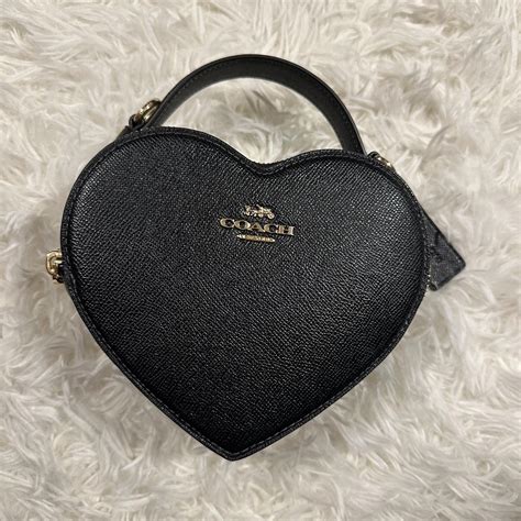 Coach Heart Shaped Crossbody bag in black Worn 3... - Depop