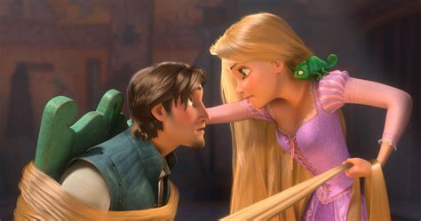 Rapunzel Ties up Flynn from Disney’s Movie Tangled Desktop Wallpaper