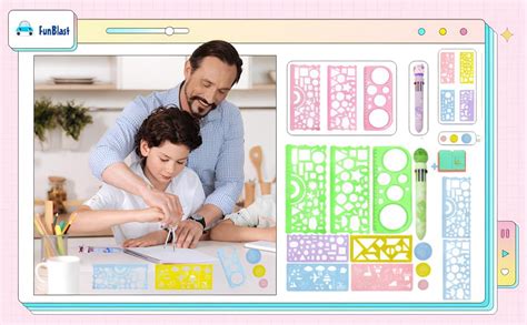 FunBlast Kawaii Drawing Ruler Set – 7+1 Cute Spirograph Drawing Set for ...