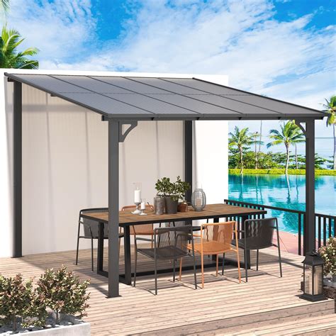 Amazon.com : U-MAX Outdoor Pergola 10' x 10' Gazebo, Wall-Mounted Lean ...