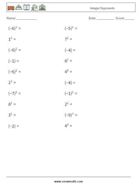 Image result for Integer Exponents Worksheet